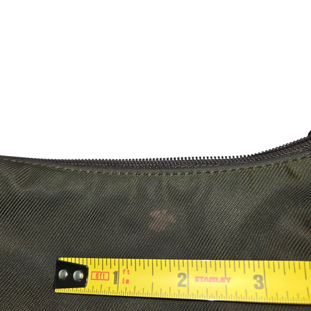 Coach Olive Twill Fabric Hobo Bag With Leather Trim & Handle Metal Logo Hang Tag - Picture 4 of 9